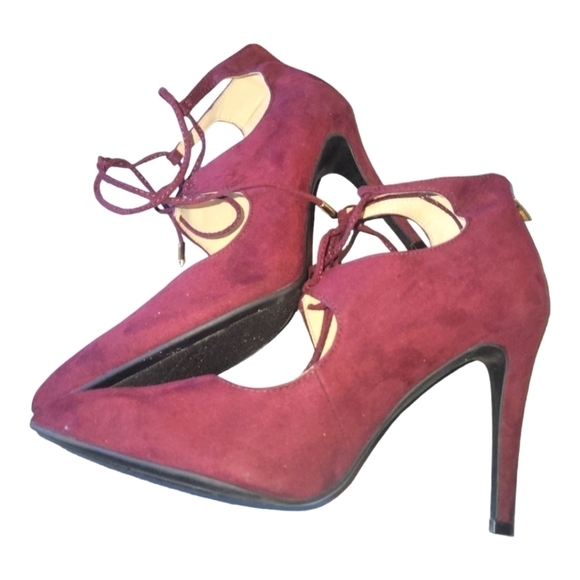 Marc Fisher Suede 4" Lace-Up Zip back Ankle Closure Heels Sz 8.5 - Picture 13 of 13